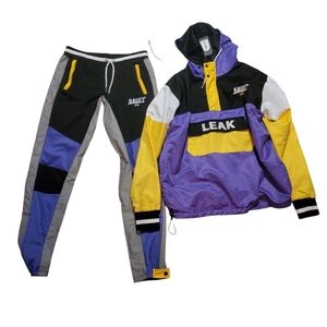 Drip Leak Sauce Leak Purple Gold Sweatsuit Men's L